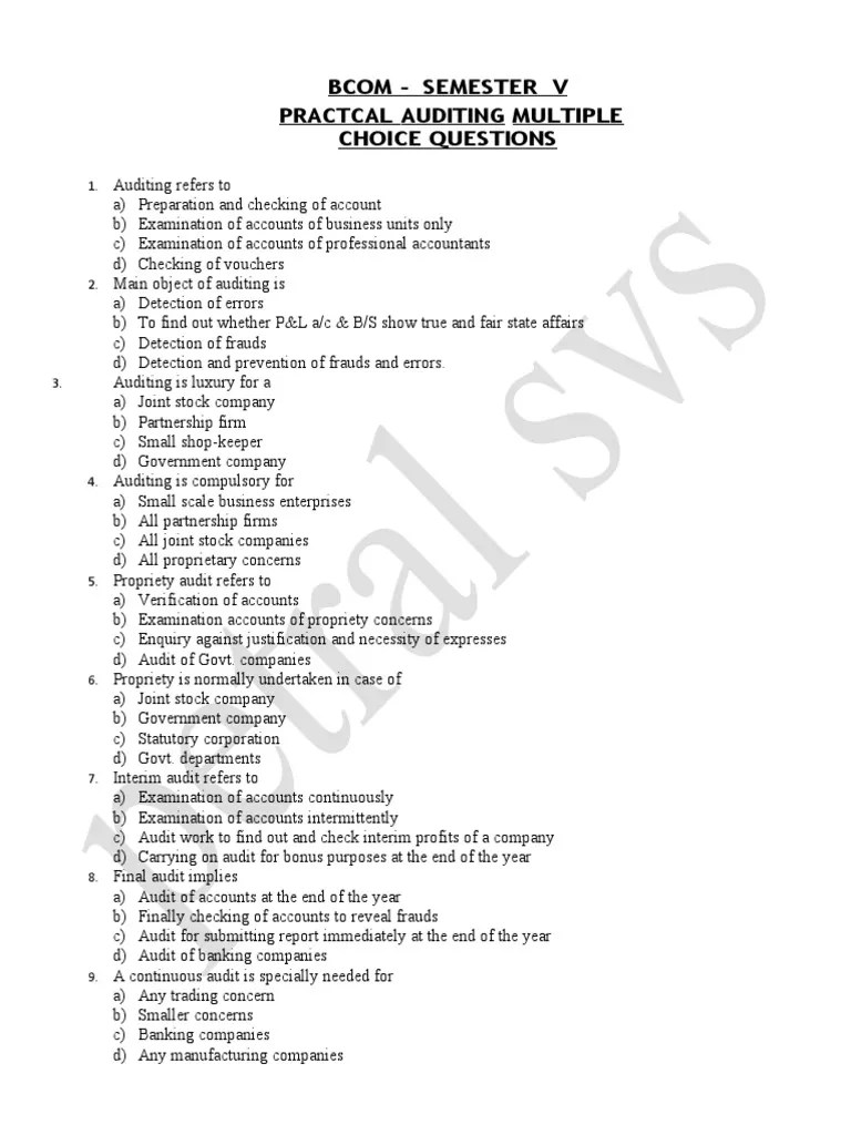 Audit MCQ PDF Audit Dividend