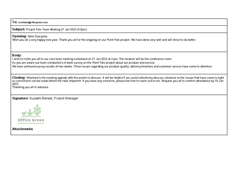 Activity Template Invitation Email PDF