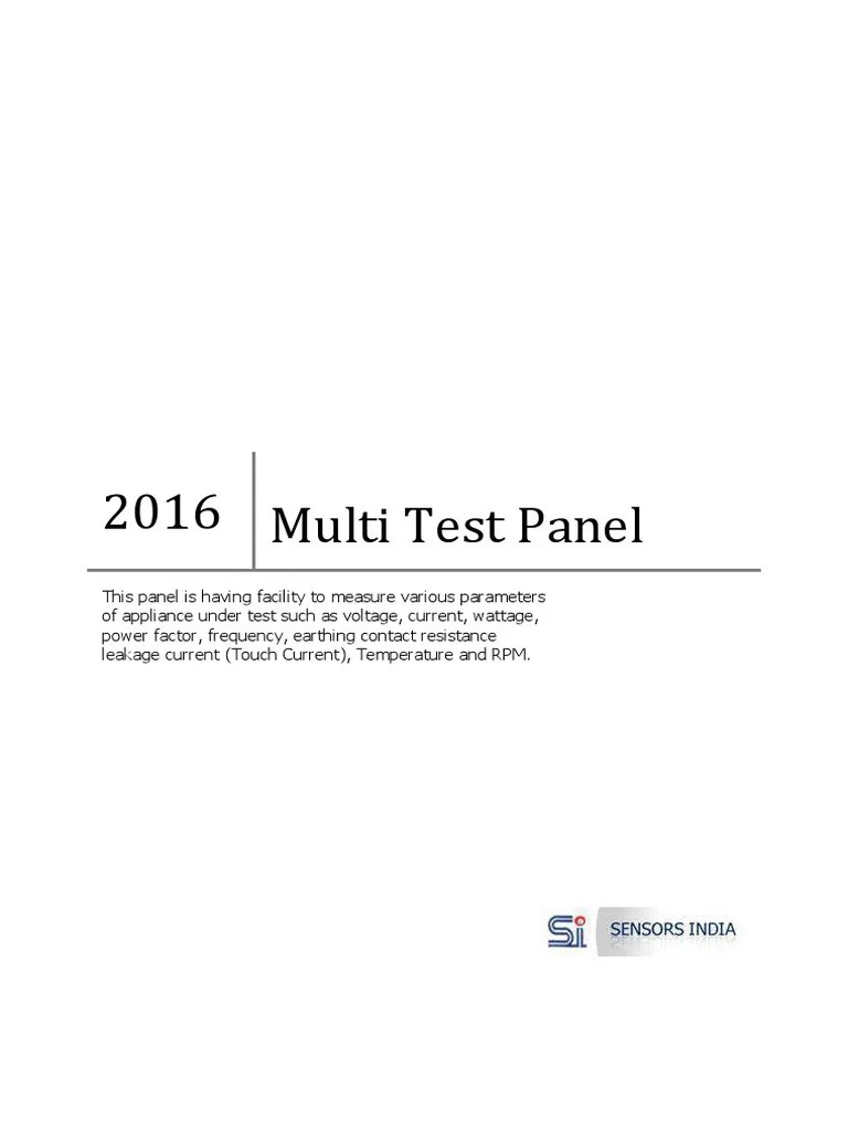 Multi Test Panel PDF Parameter Programming) Electrical