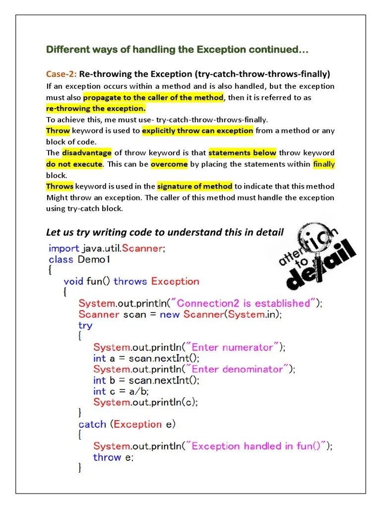 Let Us Try Writing Code To Understand This in Detail ReThrowing The