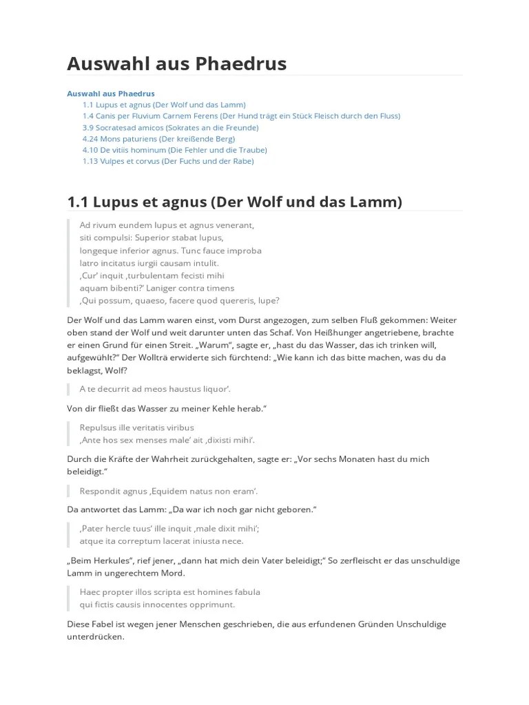 Auswahl Aus Phaedrus | PDF