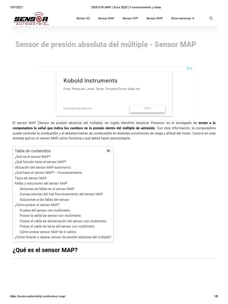SENSOR MAP - Guía 2020 - Funcionamiento y Fallas | PDF | Sensor