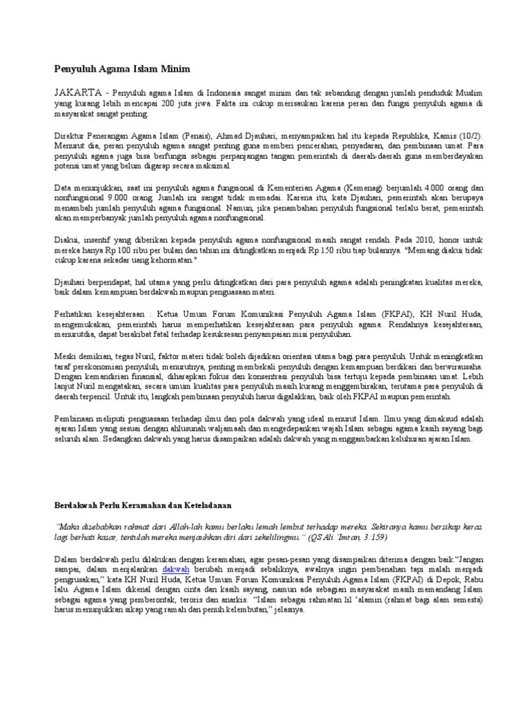 Penyuluh Agama Islam Minim | PDF