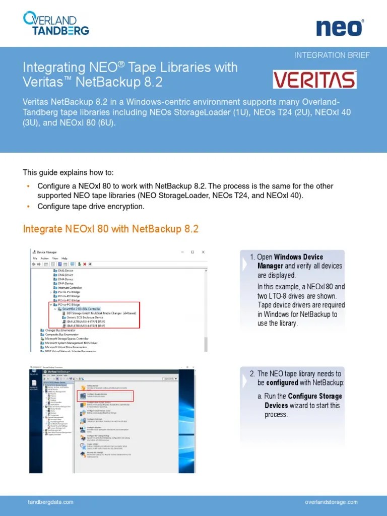 Integrating Neo Tape Libraries With Veritas Netbackup 8.2 PDF