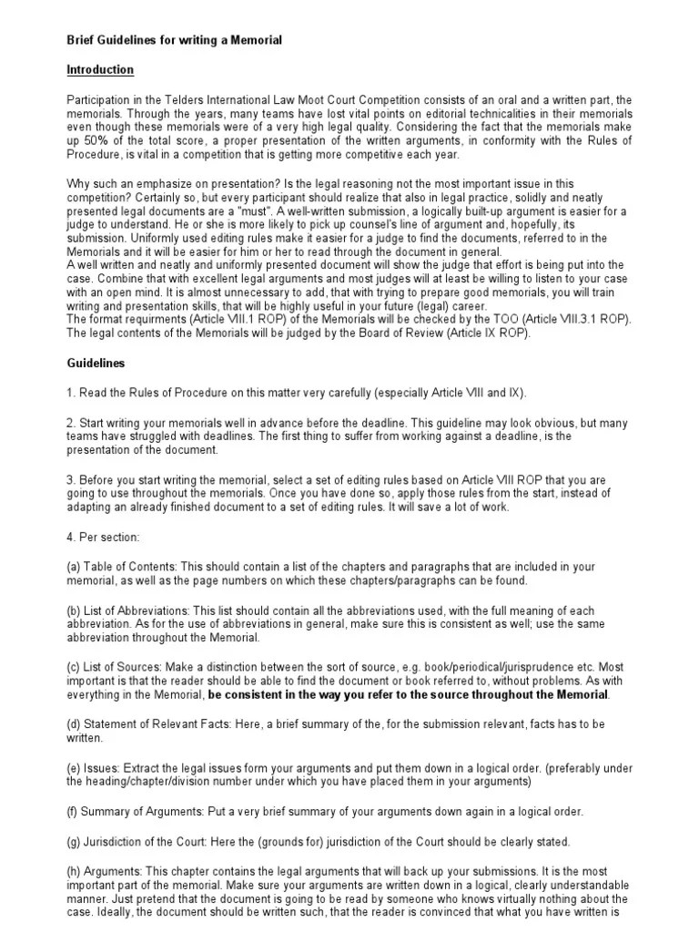 How To Write A Memorial PDF Note (Typography) Judge