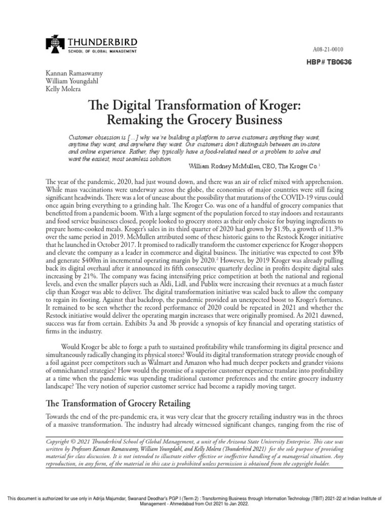 The Digital Transformation Of Kroger Remaking The Grocery Business