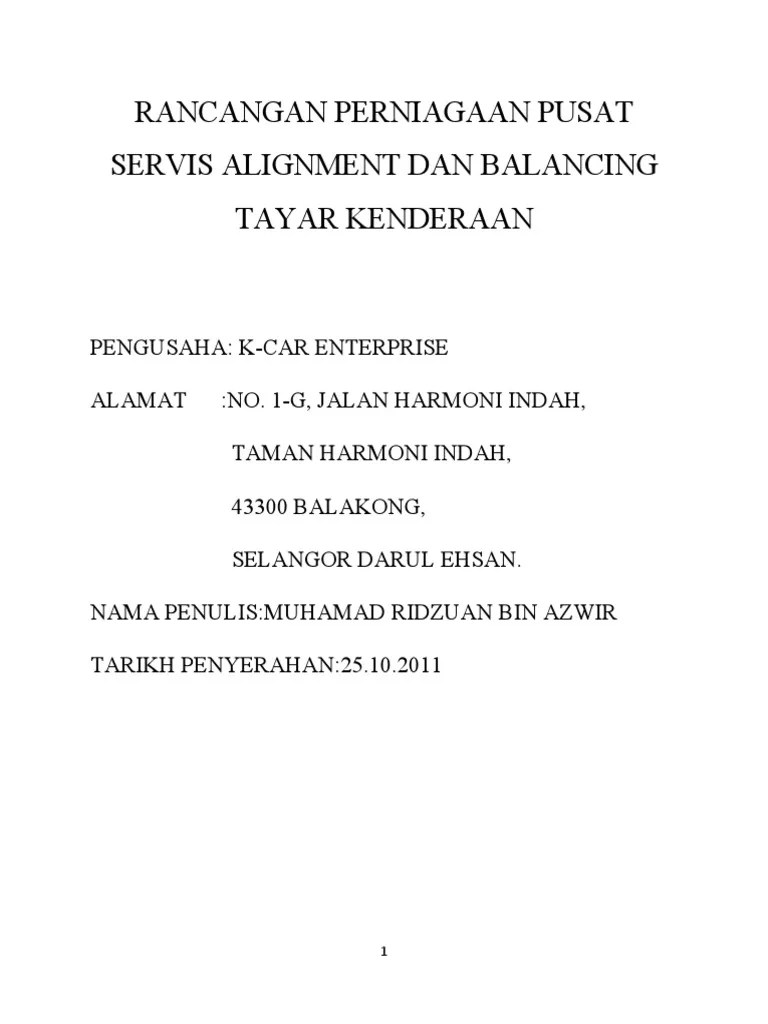 Dokumen Tips Rancangan Perniagaan Pusat Servis Alignment Dan
