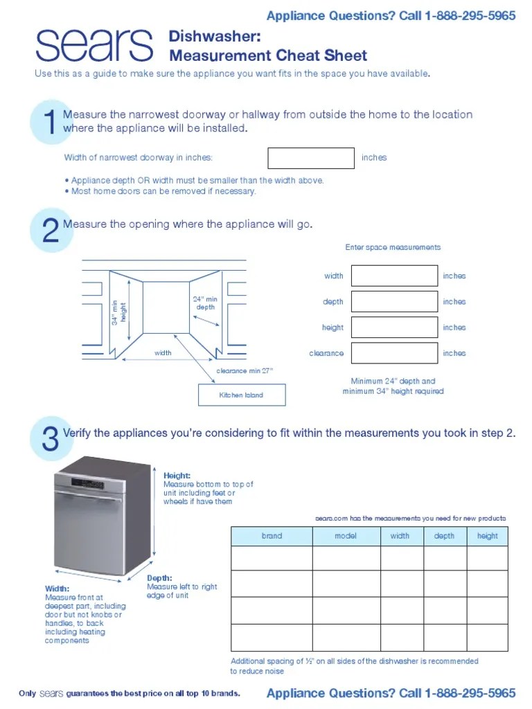 Dishwashers Measurement Guide PDF Dishwasher Door