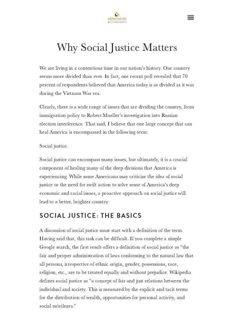 Why Social Justice Matters PDF Justice Crime & Violence