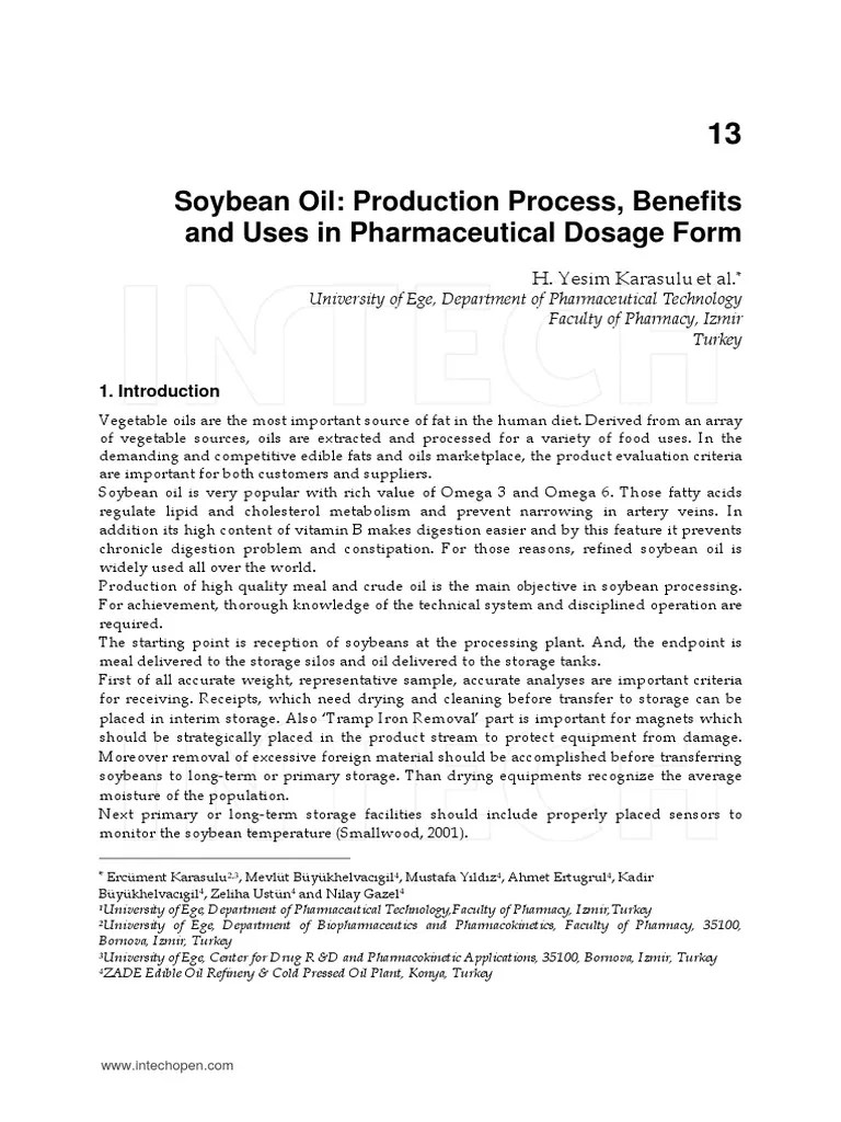 Soybean Oil Production Process, Benefits and Uses in Pharmaceutical