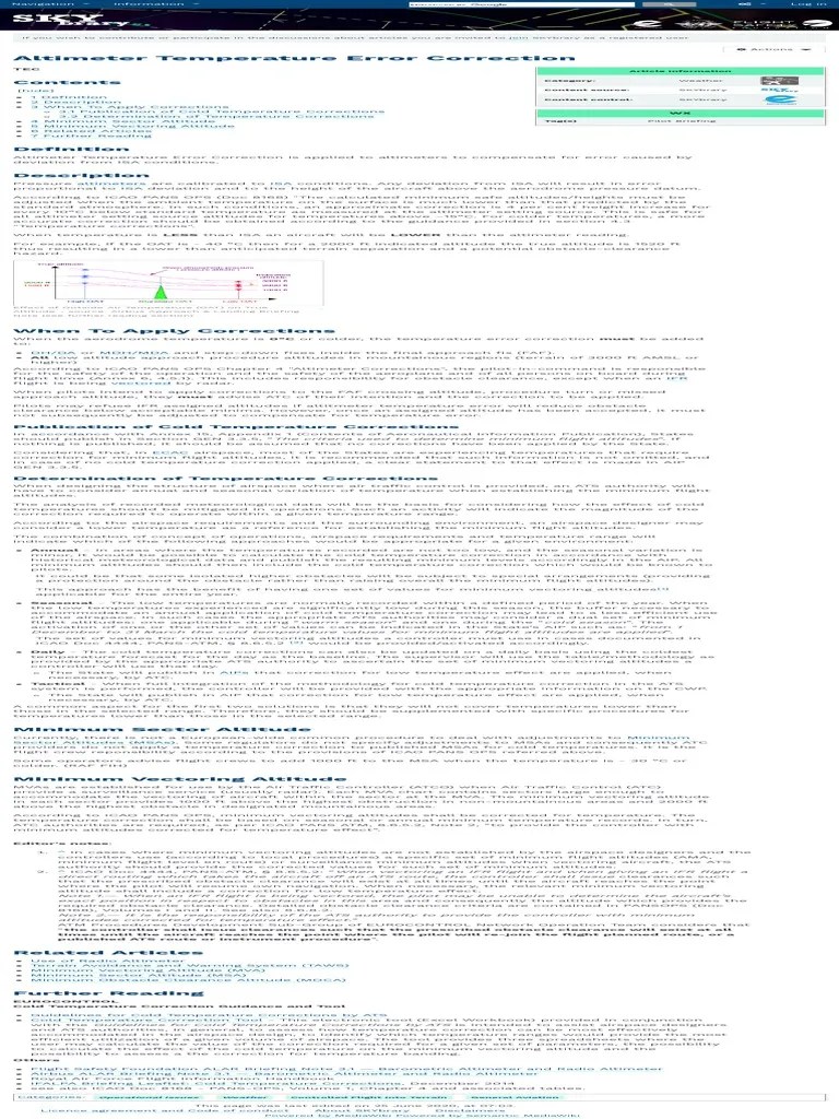 Altimeter Temperature Error Correction PDF Instrument Flight Rules
