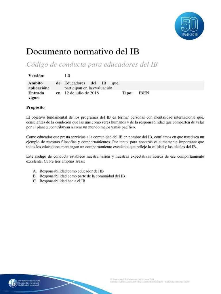 Code of Conduct SPANISH PDF Comportamiento Evaluación