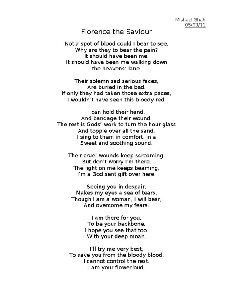 Poem Florence Nightingale