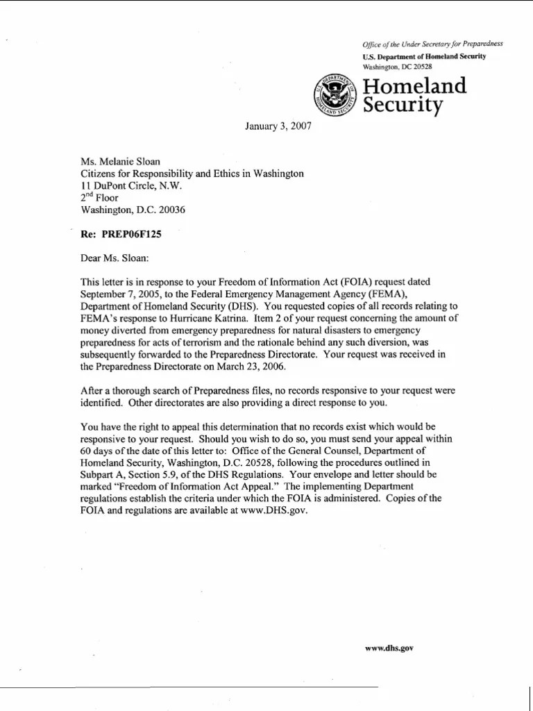 Responsive Documents (1) The Best Laid Plans DHS Response To CREW