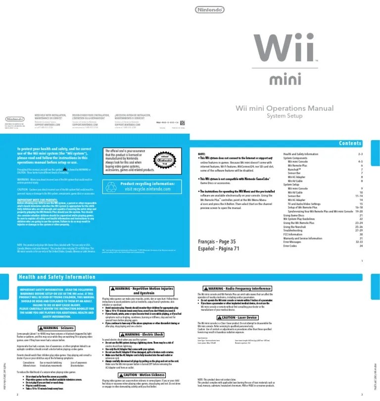 Wii Mini Operations Manual: System Setup | PDF | Wii | Computing