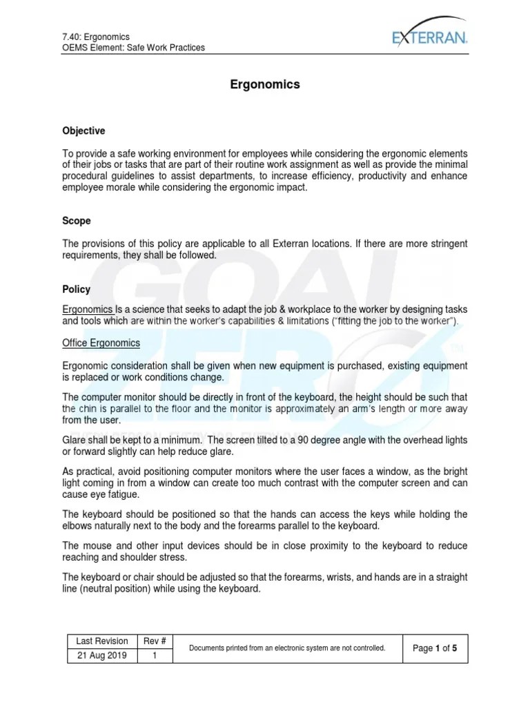 Ergonomics Objective PDF Human Factors And Ergonomics Computer