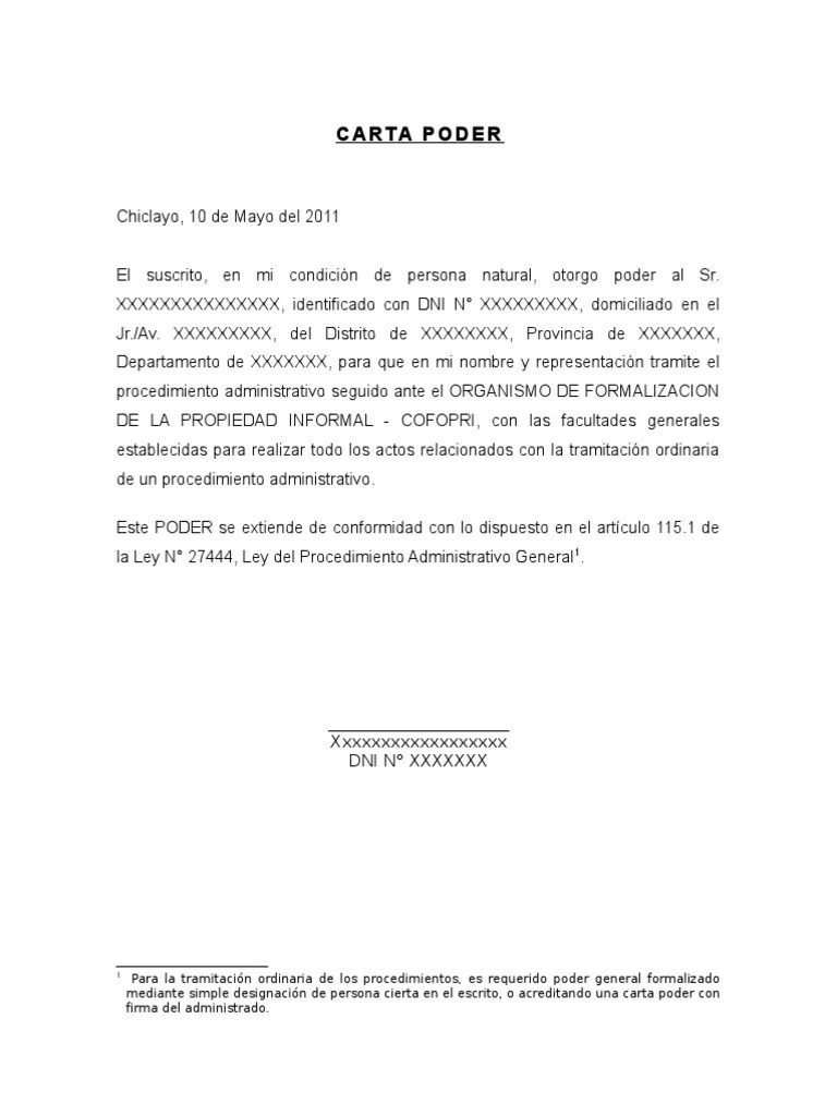 CARTA PODER Para Tramite Administrativos