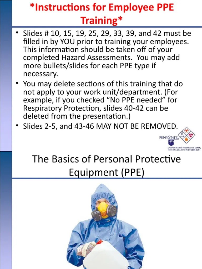 Basics of Ppe Training PDF Personal Protective Equipment Workplace