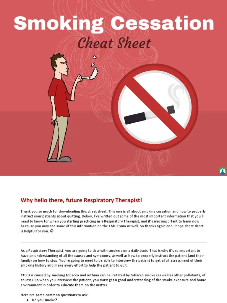 Smoking Cheat Sheet PDF Smoking Cessation Nicotine