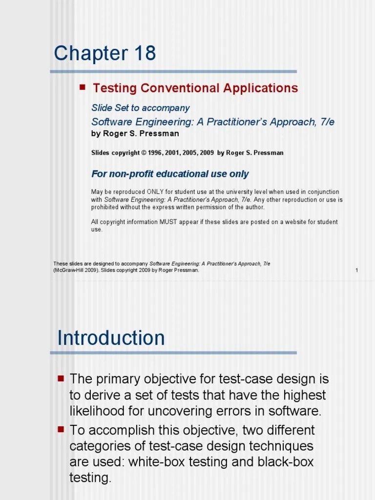 Testing Conventional Applications Software Engineering A Practitioner's Approach, 7/e PDF