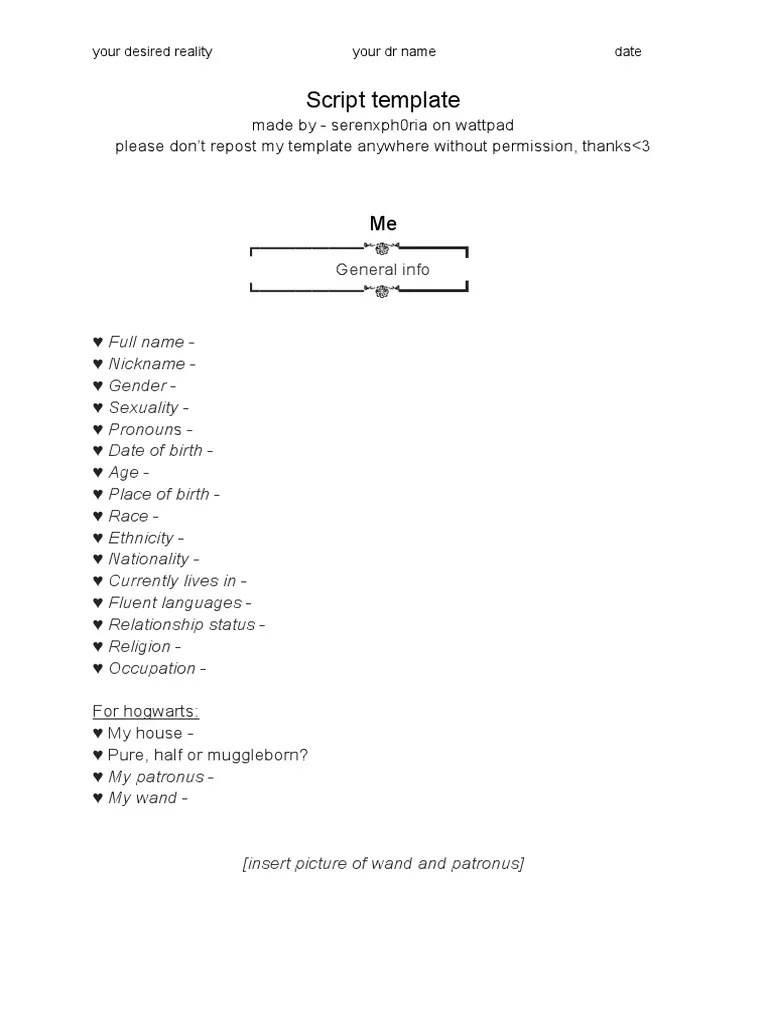 DR Script A Template PDF Hair