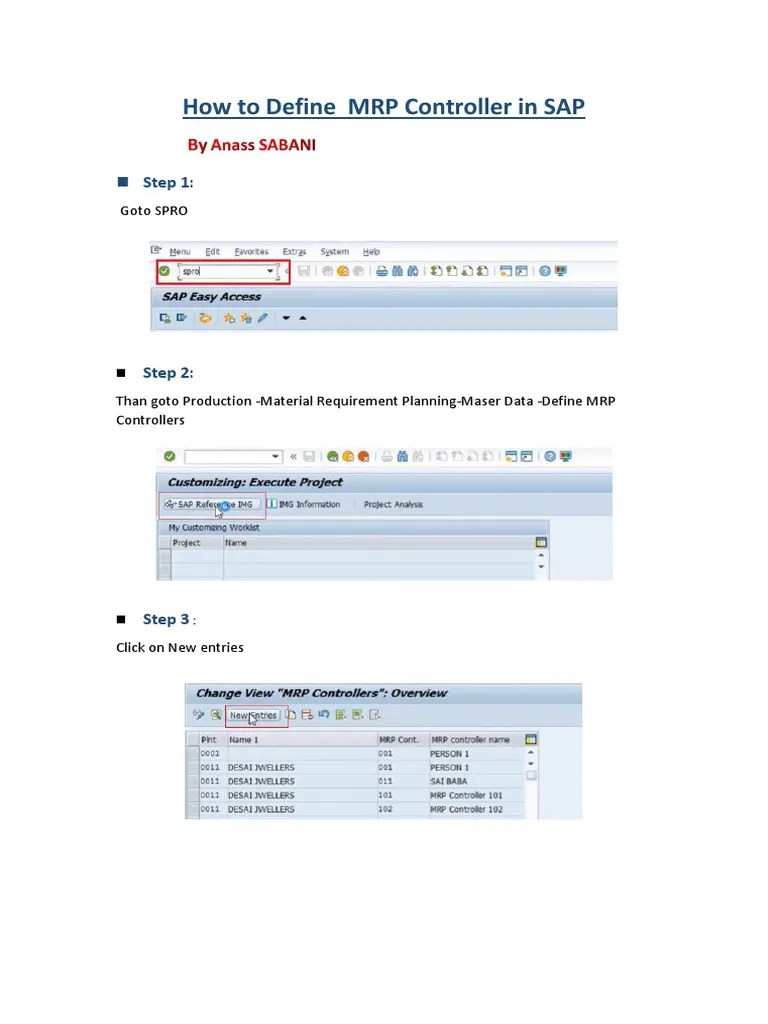 How To Define MRP Controller in SAP PDF
