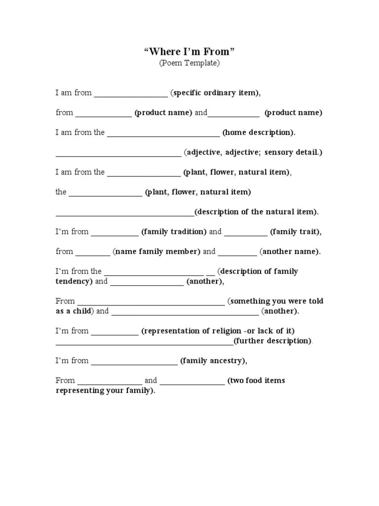 Where I’m From poems