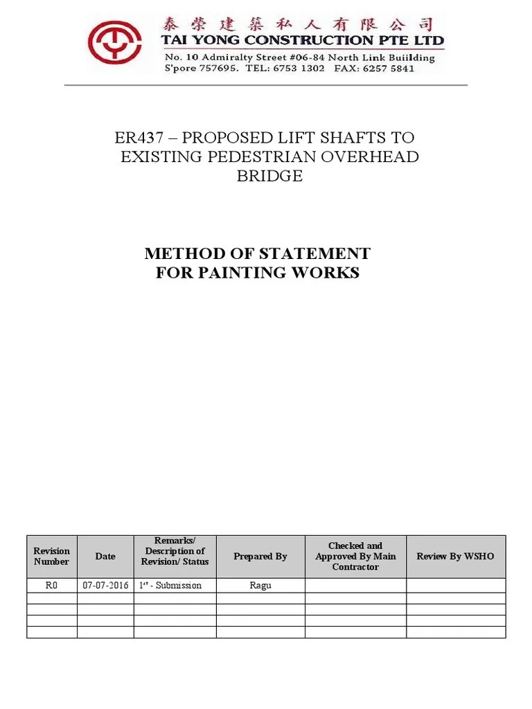 Method Statement For Painting Works PDF Specification (Technical