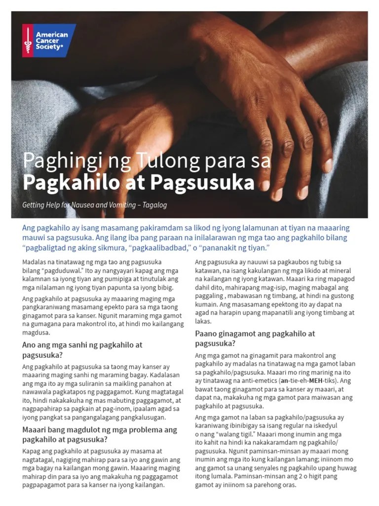 Getting Help For Nausea and Vomiting Tagalog PDF