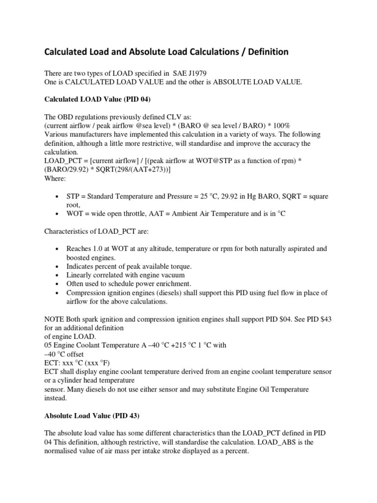 Calculated Load and Absolute Load Calculations / Definition PDF