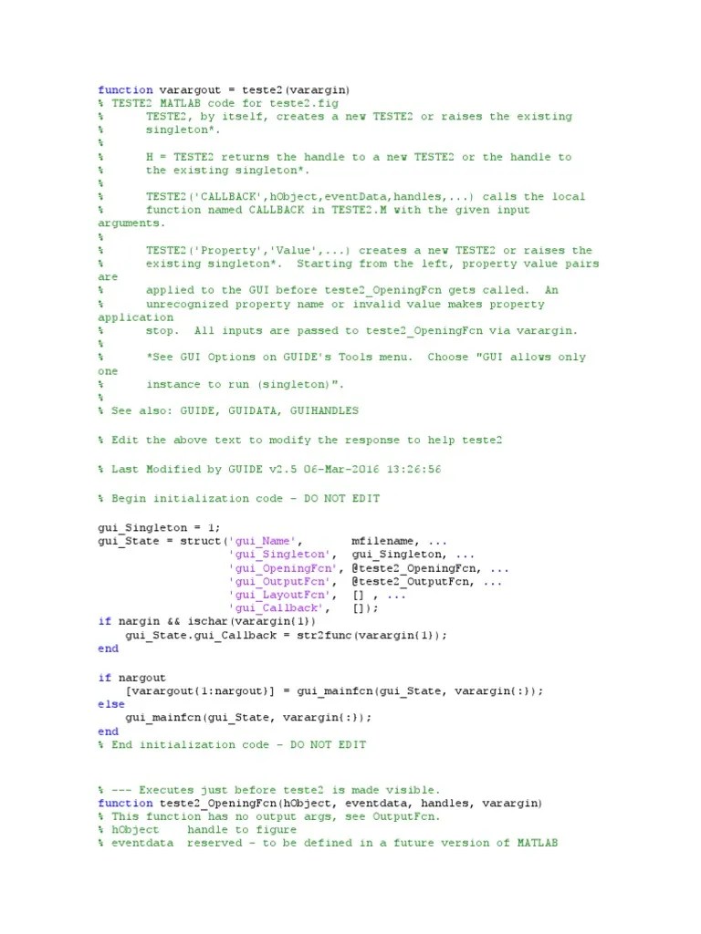 Function 'Gui Name' 'Gui Singleton' 'Gui Openingfcn' 'Gui