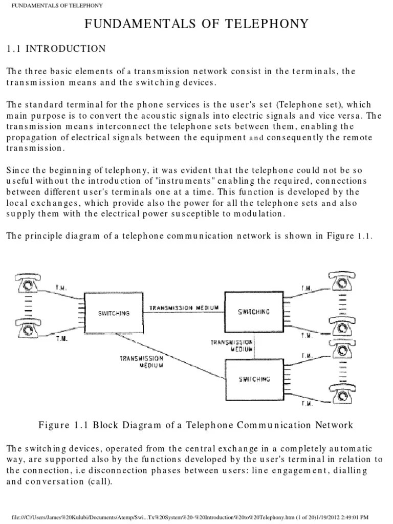 Fundamentals of Telephony PDF Telephone Telephone Exchange