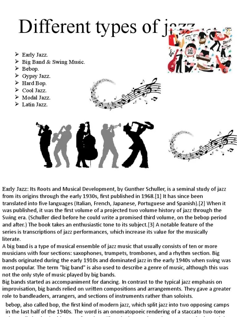 Different Types of Jazz PDF Jazz Performing Arts