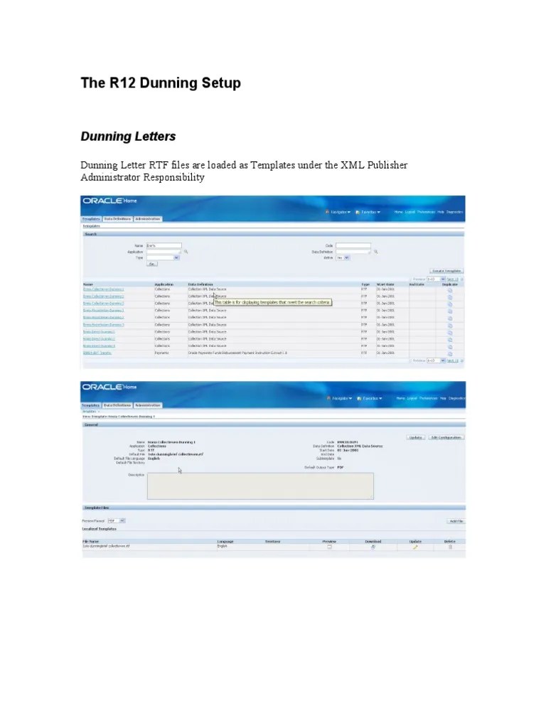 Oracle R12 Staged Dunning Setup