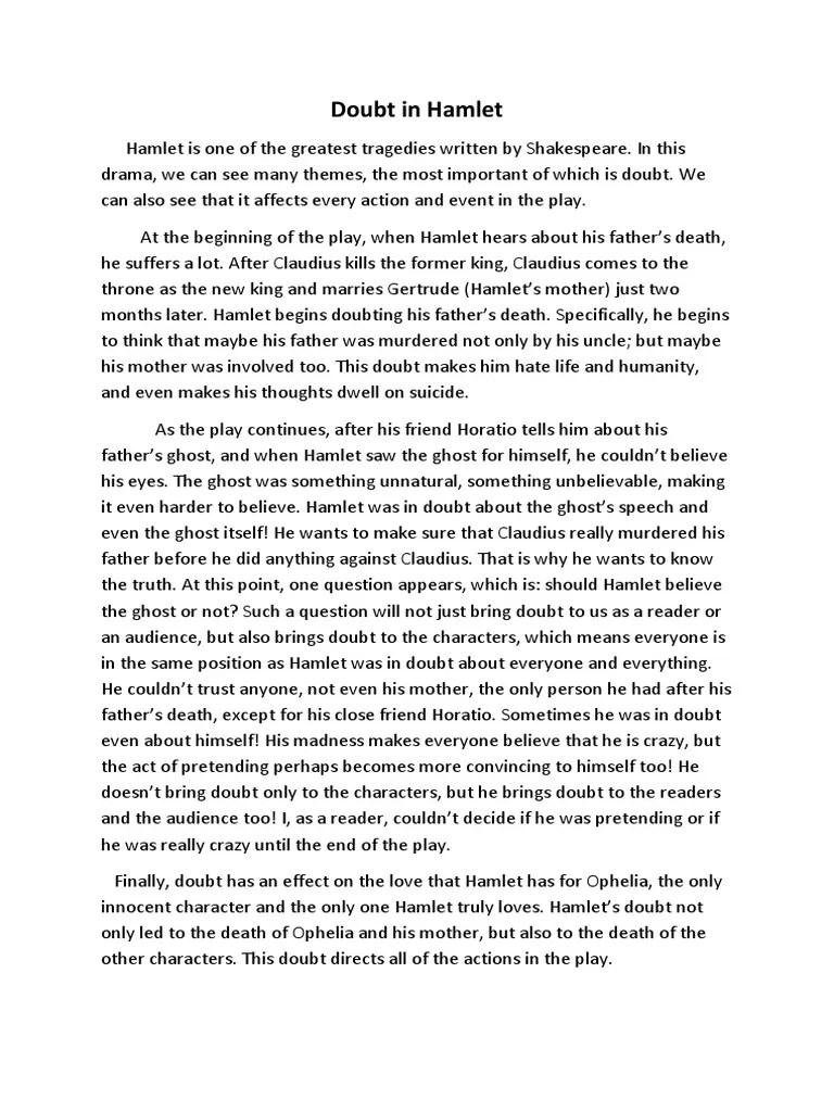 Doubt in Hamlet PDF Hamlet