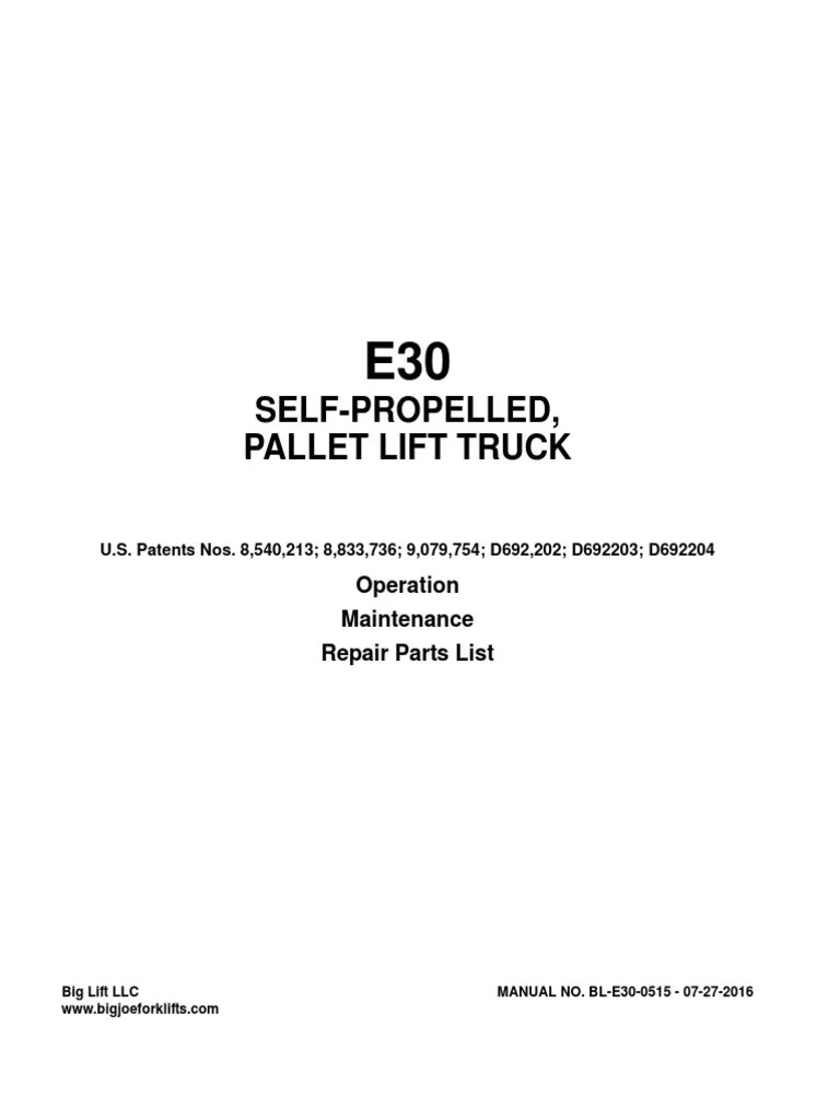 Manual BIG JOE E30 | PDF | Battery Charger | Elevator