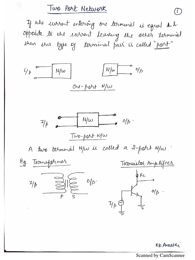 Two Port Network Z and Y Parameters PDF