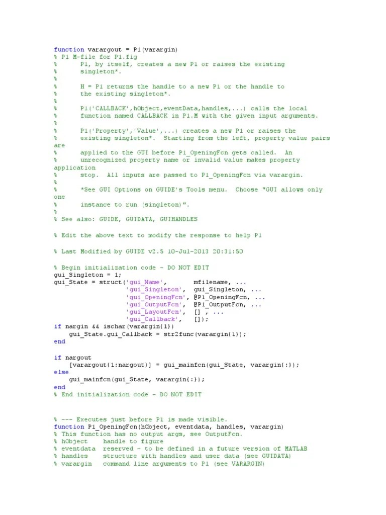Function 'Gui Name' 'Gui Singleton' 'Gui Openingfcn' 'Gui