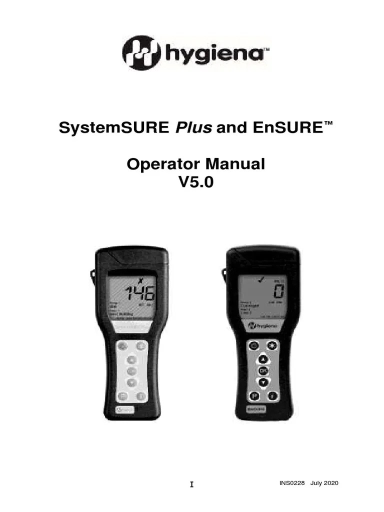 Systemsure Plus and Ensure Operator Manual V5.0 Ins0228 July 2020