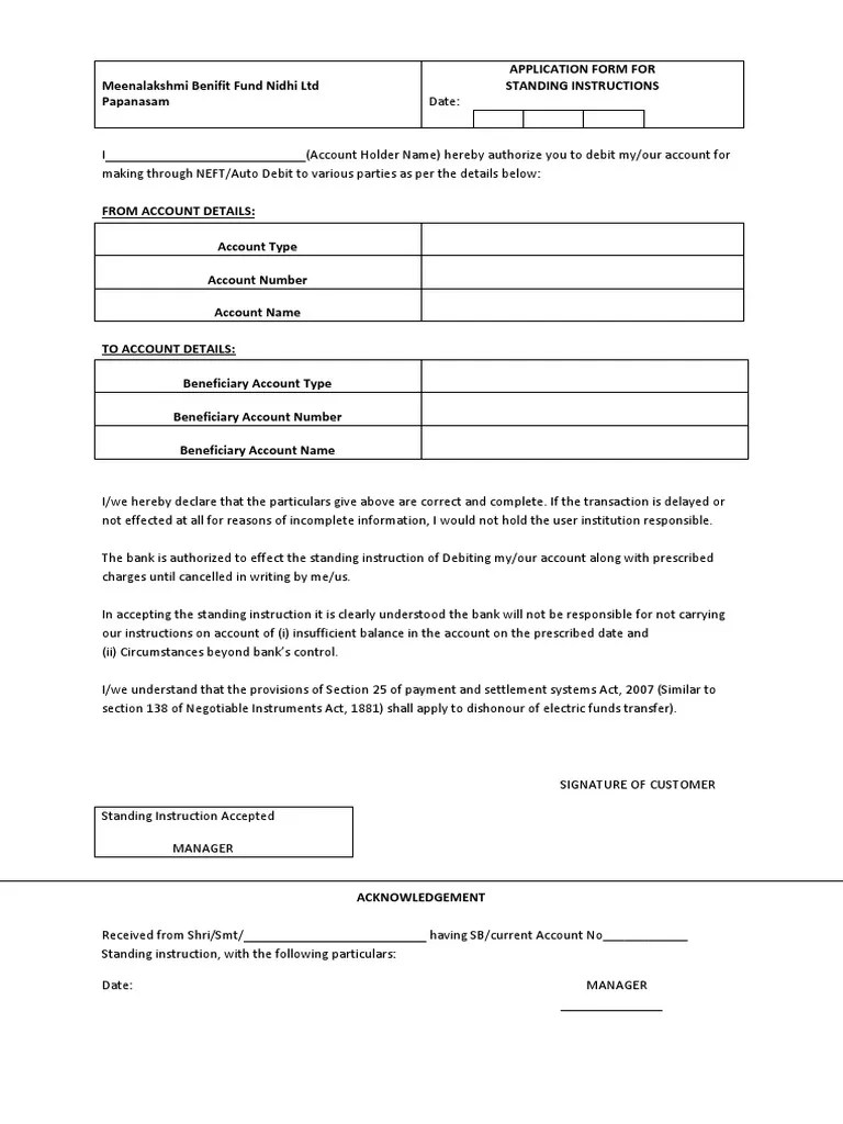 Standing Instruction MBF PDF