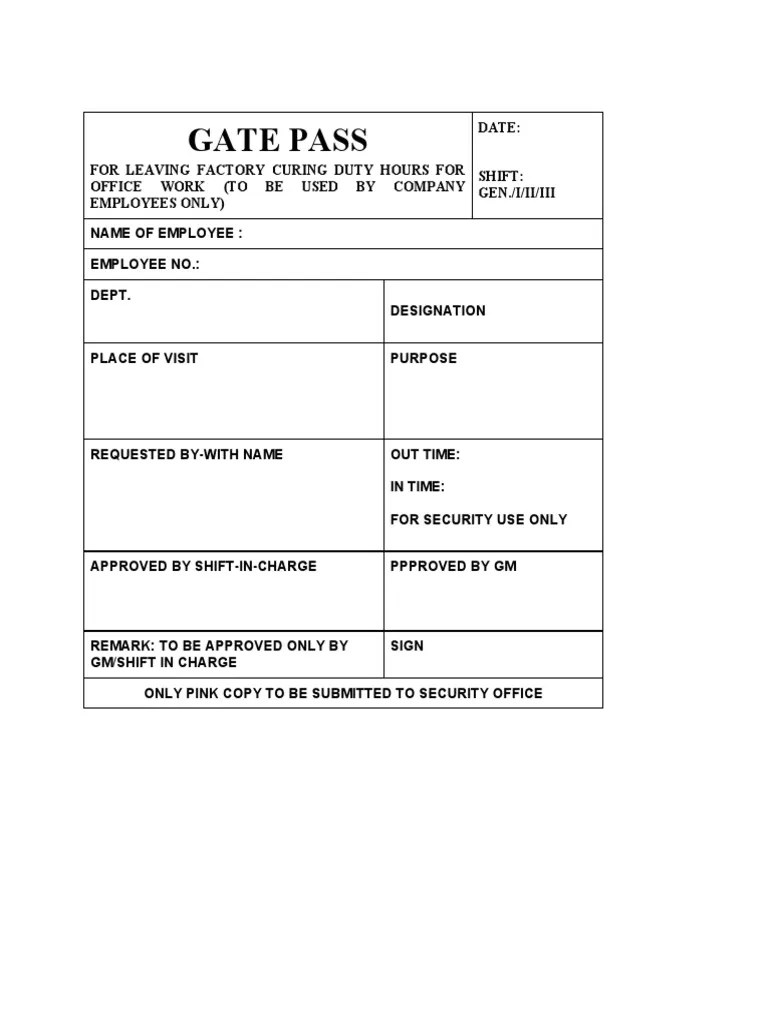 Gate Pass PDF
