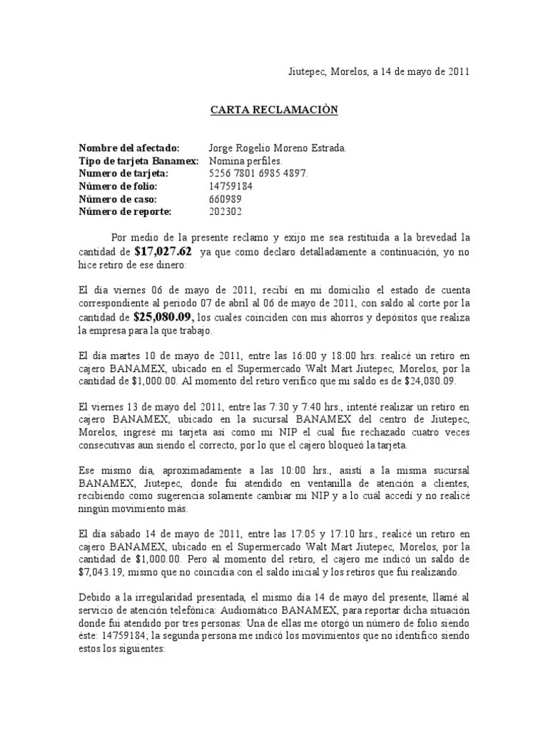 CARTA RECLAMACIÒN
