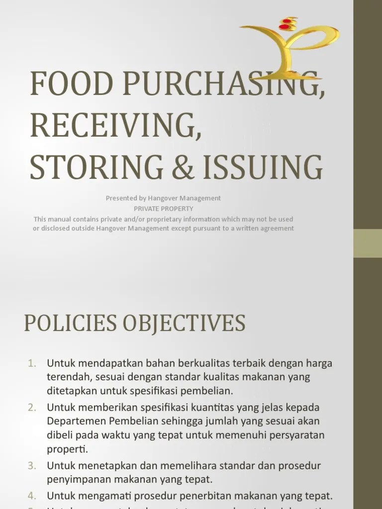 PP Food Purchasing, Receiving, Storing & Issuing PDF