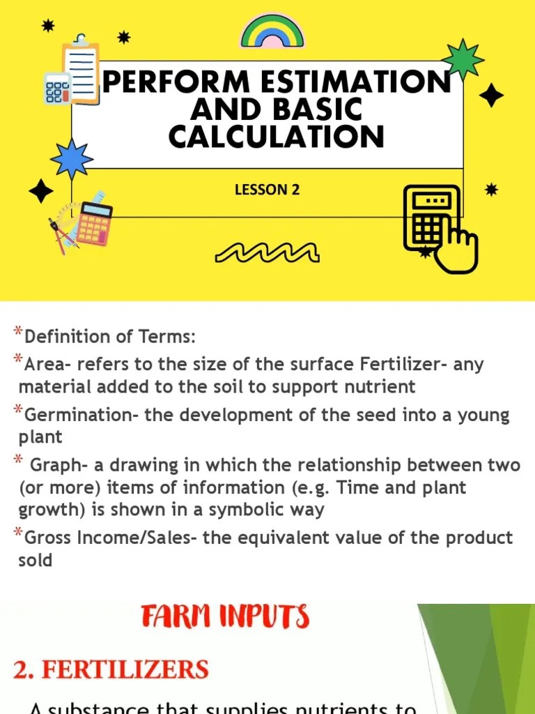 LESSON 2 Perform Estimation and Basic Calculation PDF