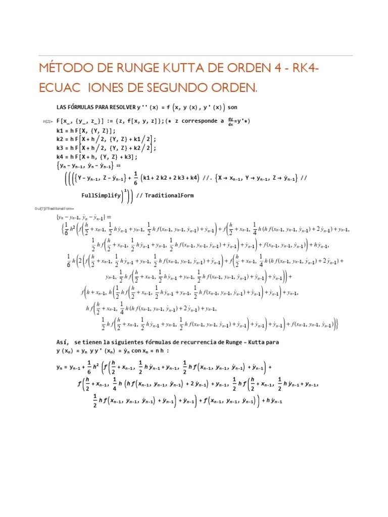 Rk4RungeKutta de Orden 4Edos Segundo Orden PDF
