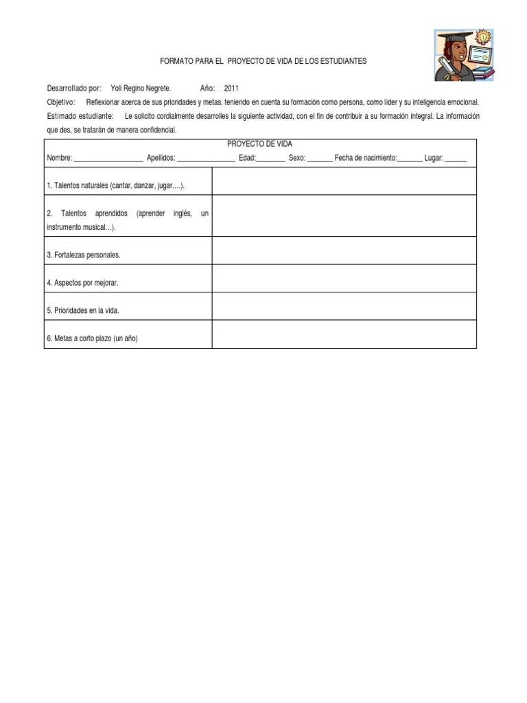 Formato de Proyecto de Vida