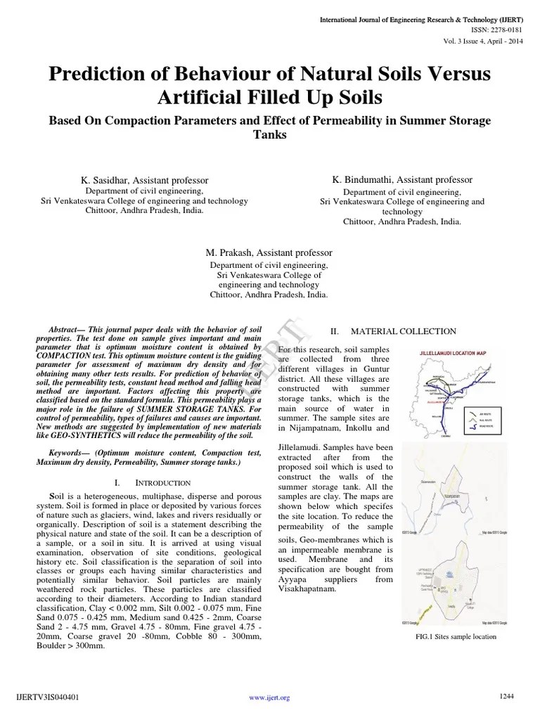 Prediction of Behaviour of Natural Soils Versus Artificial Filled Up