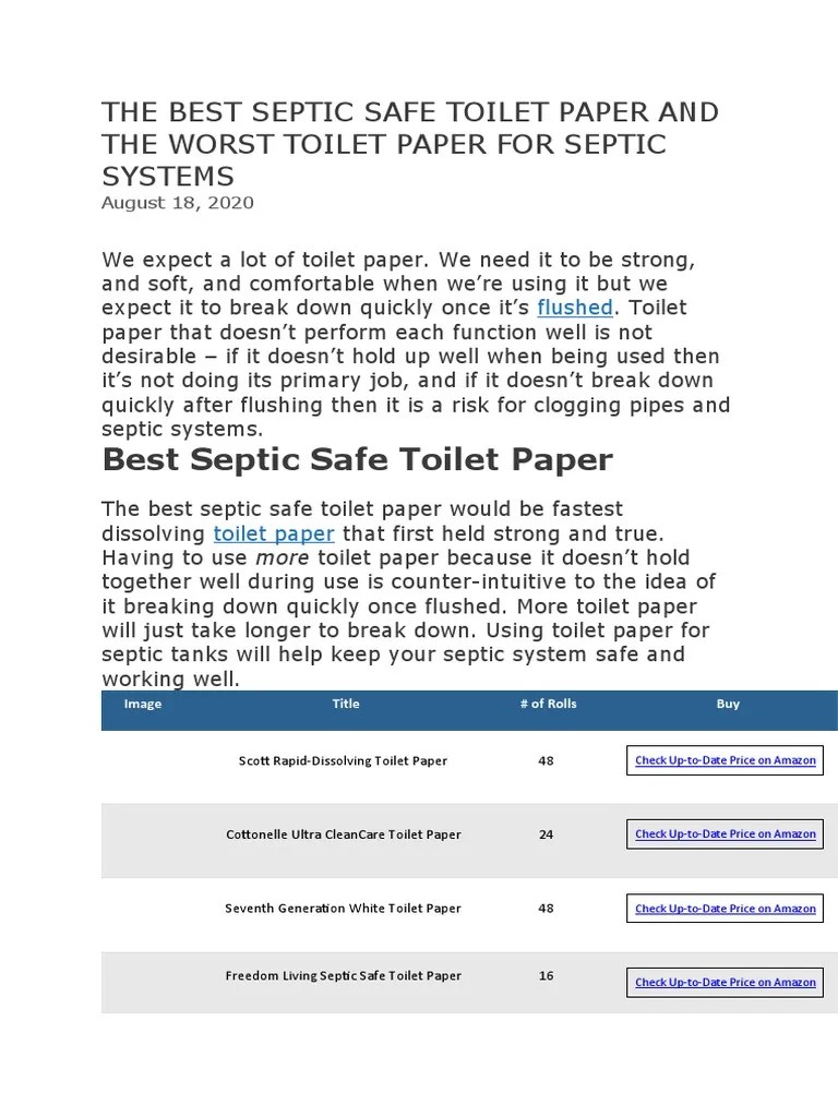 The Best Septic Safe Toilet Paper and The Worst Toilet Paper For 
