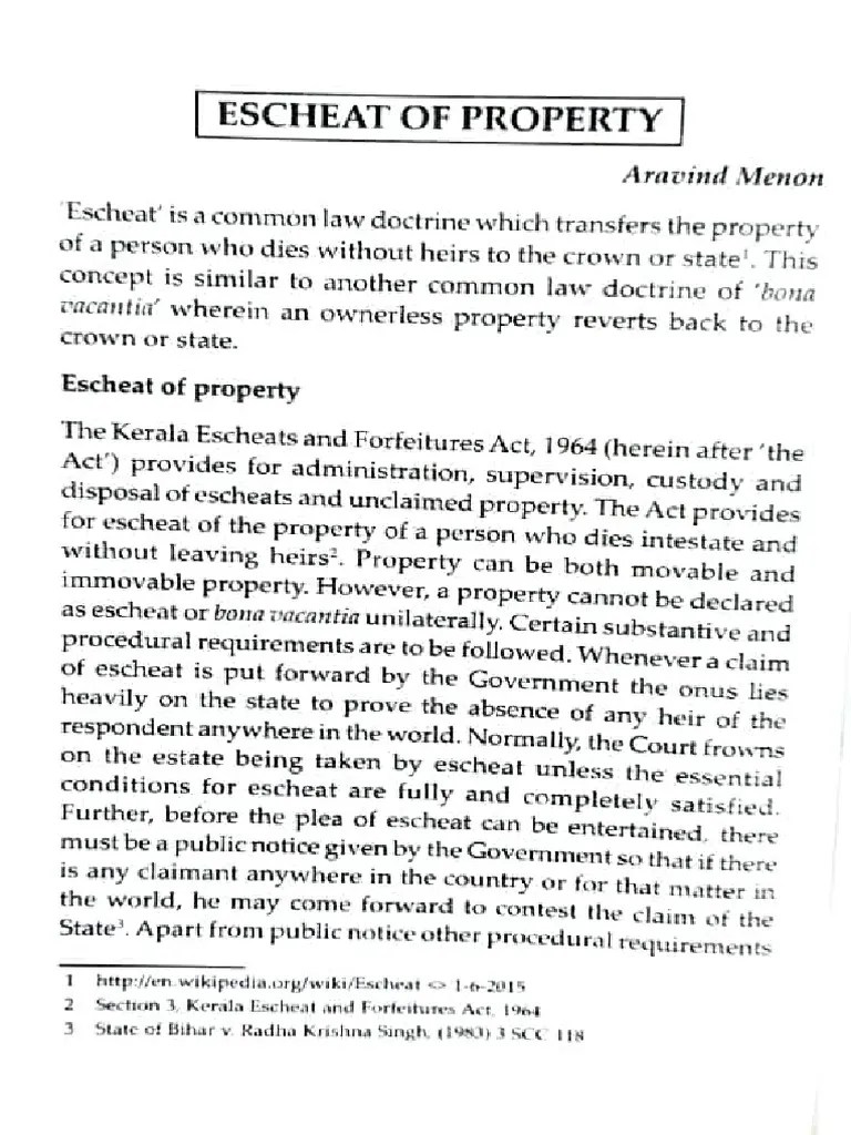 Escheat of Property PDF Lawsuit Intestacy
