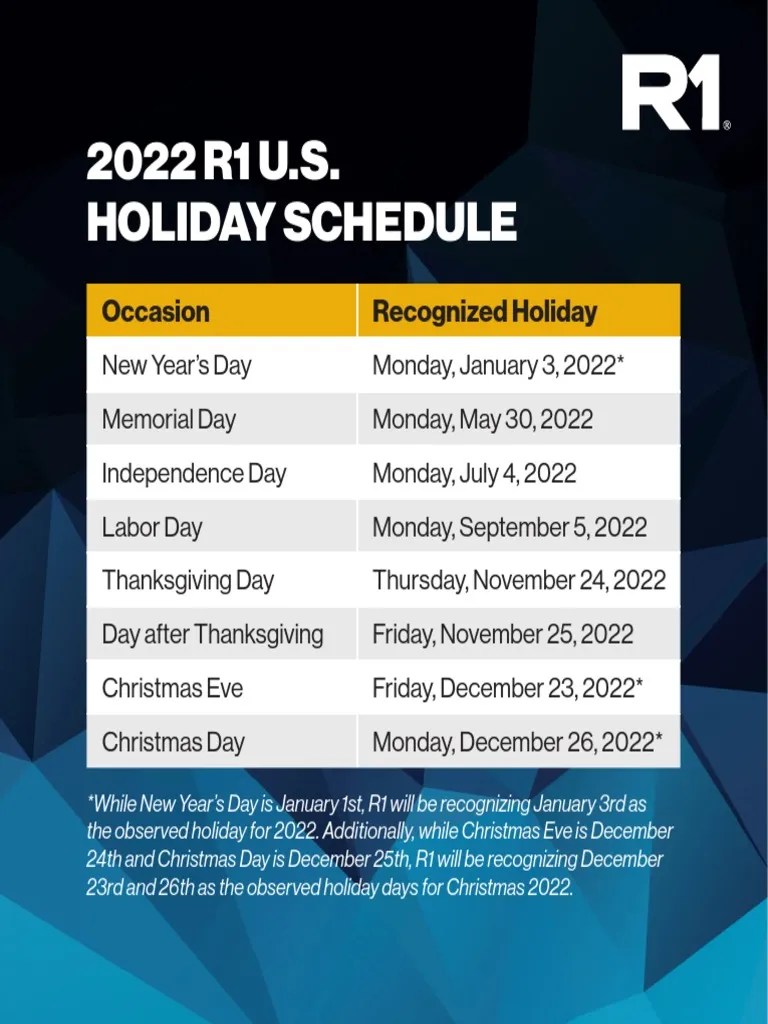 2022 Us Holiday Schedule | Pdf